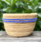 Small African Blue Beaded Basket ***40% off***